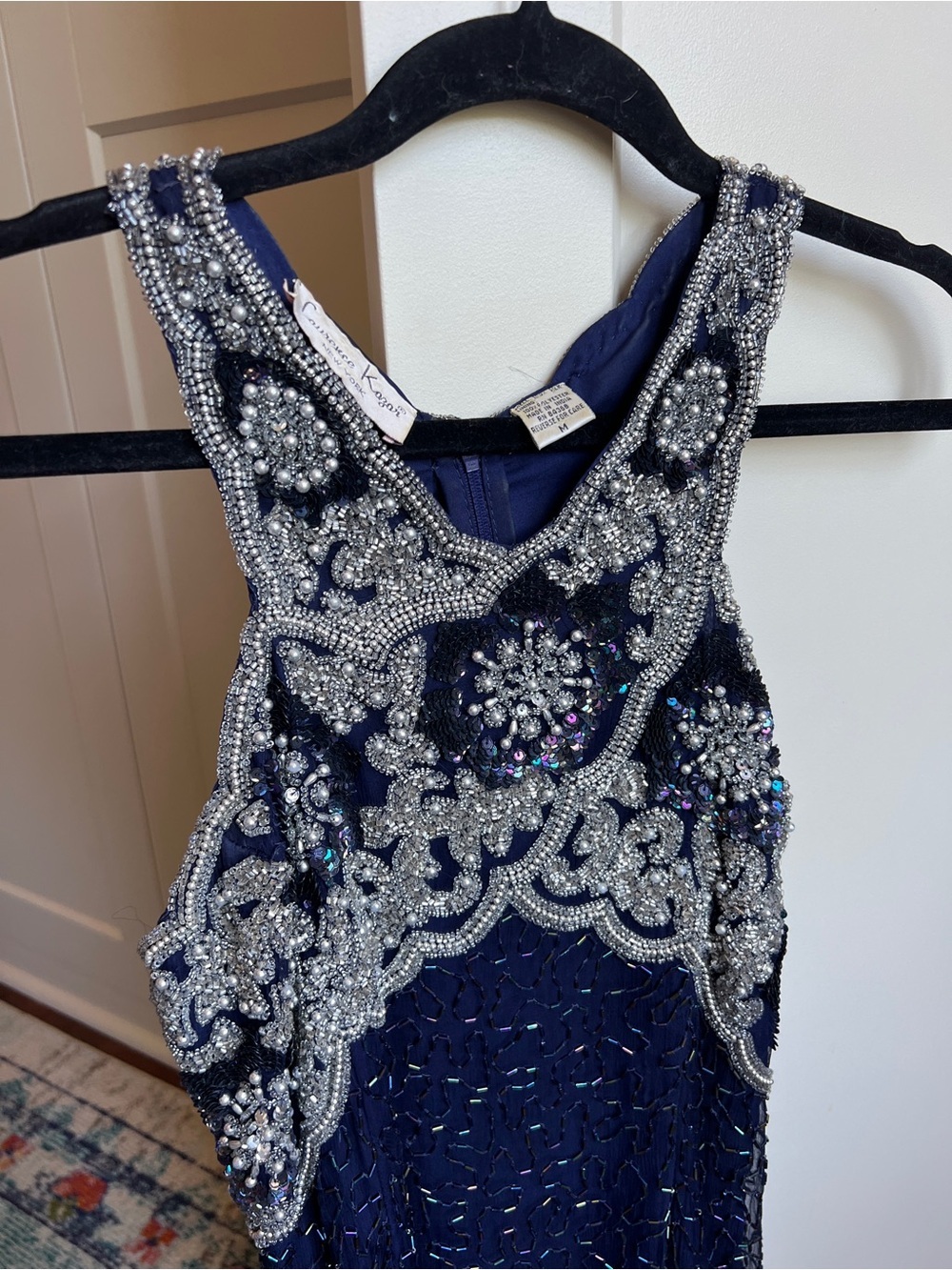 Vintage Laurence Kazar New York Beaded Silk Evening Gown floor length Size M